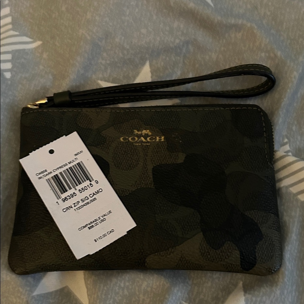 Coach Green Camo Wristlet